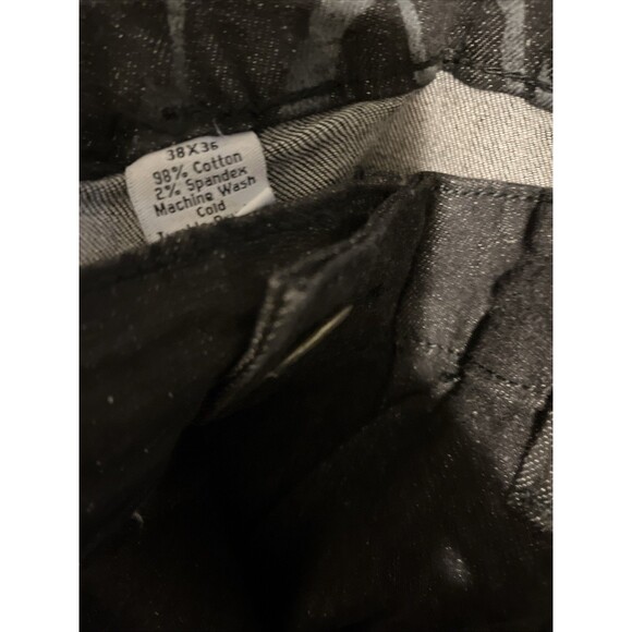 Men's Size 38 X 36 Zubaz Straight Leg Black Jeans Pockets Dark Wash - Picture 4 of 14